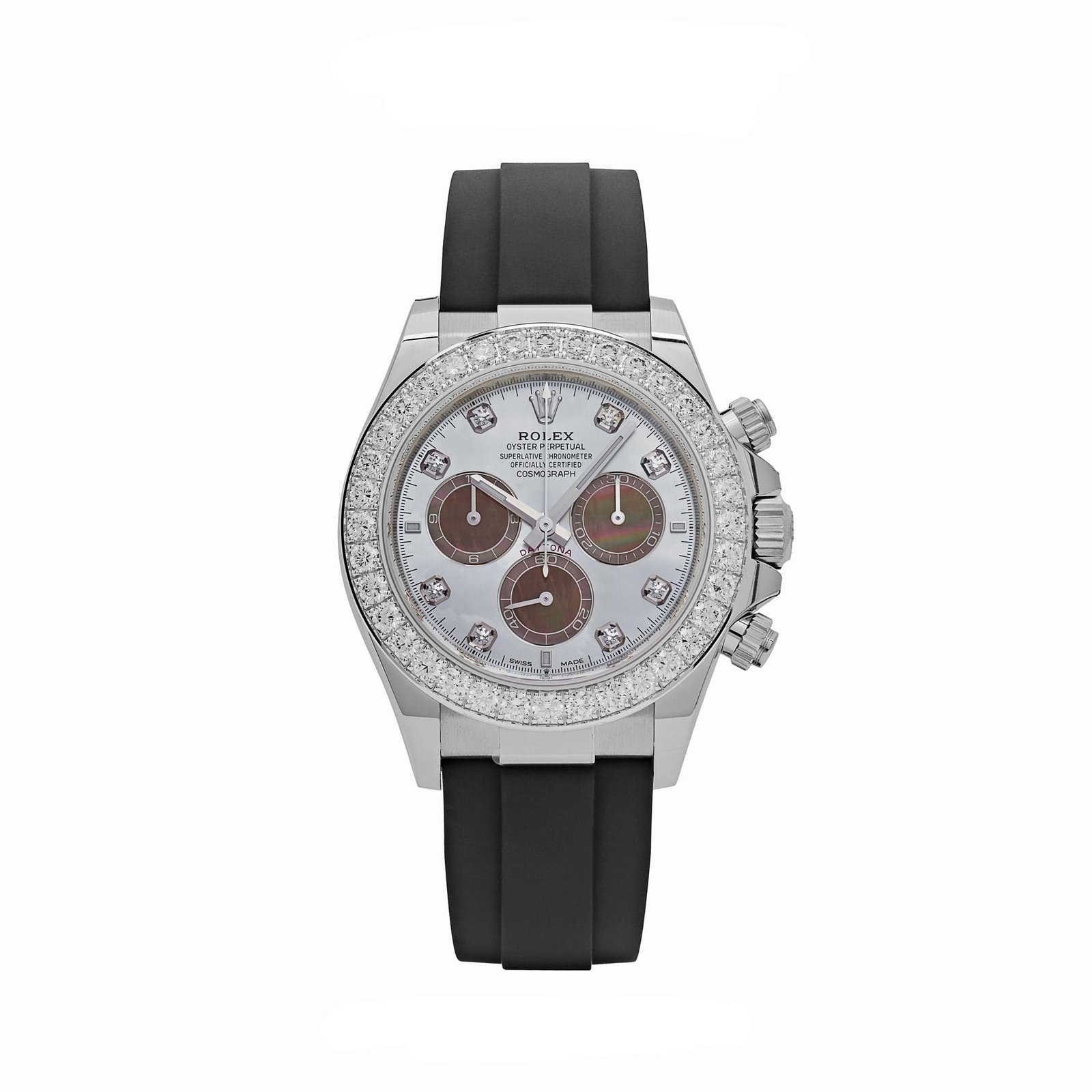 R01ex Daytona 126589RBR White Gold D1am0nd Mother of Pearl Dial D1am0nd Bezel