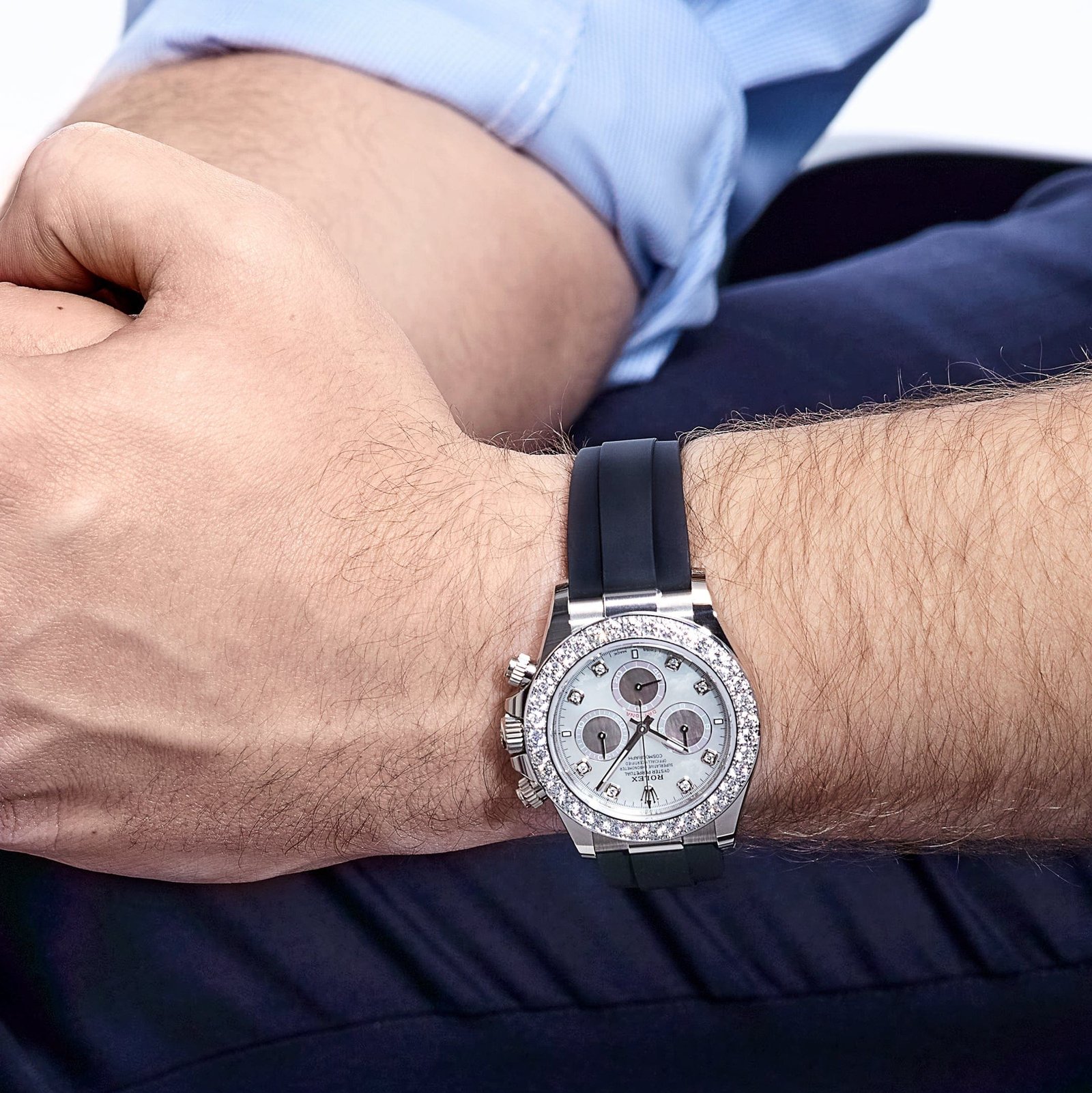 R01ex Daytona 126589RBR White Gold D1am0nd Mother of Pearl Dial D1am0nd Bezel