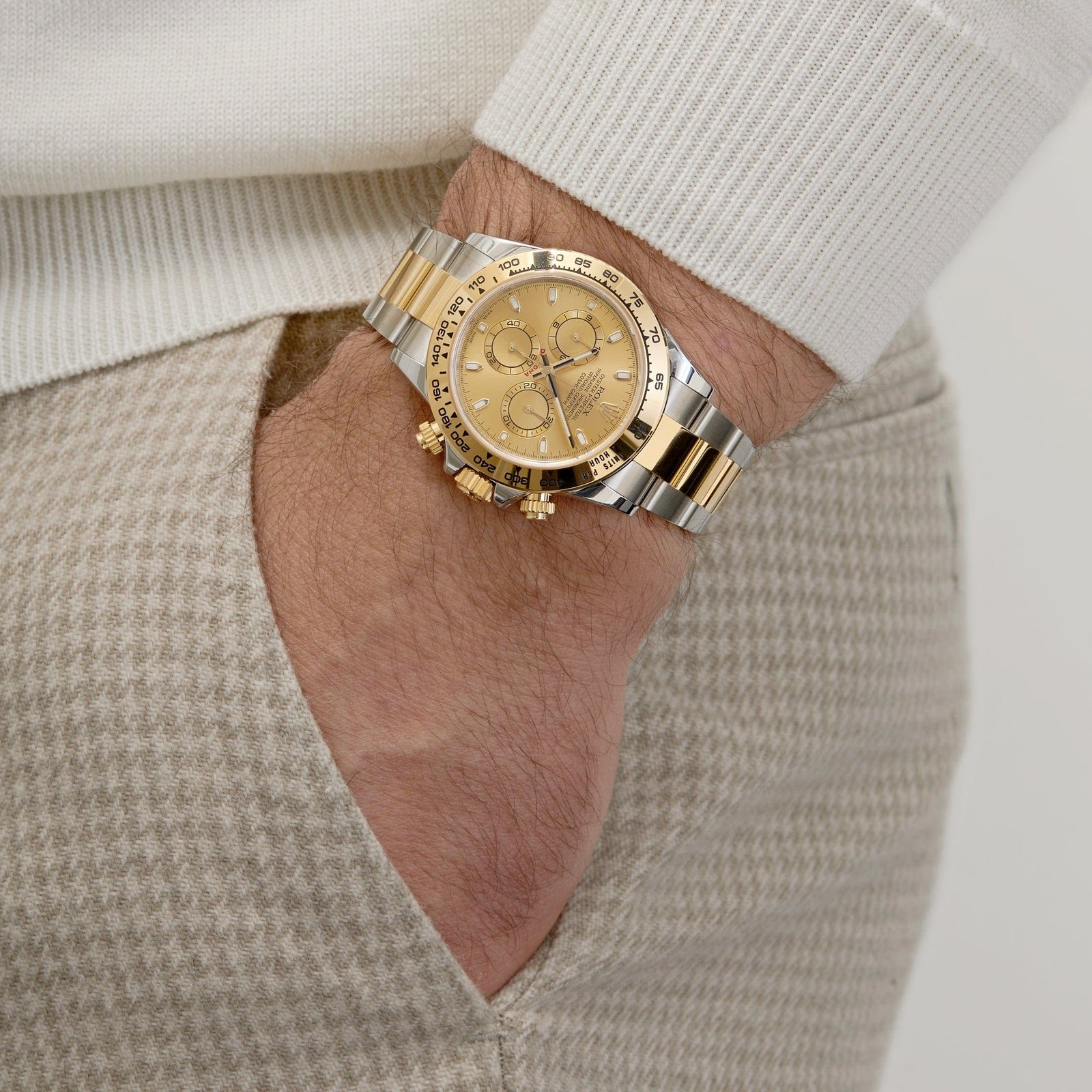 R01ex Daytona 116503 Two-Tone Yellow Gold Stainless Steel Champagne Dial