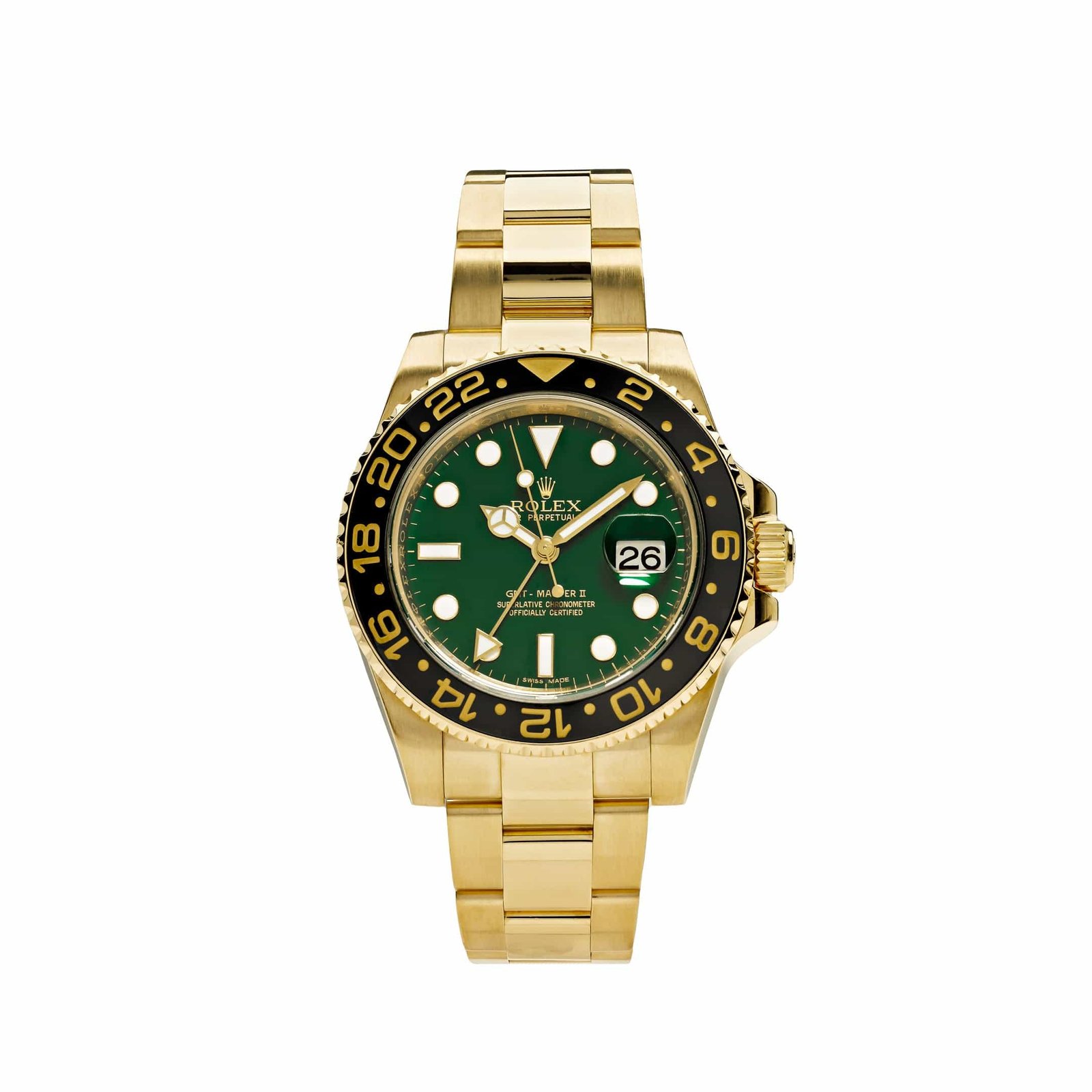 R01ex GMT-Master II 116718LN Yellow Gold Green Dial Black Bezel (2006)