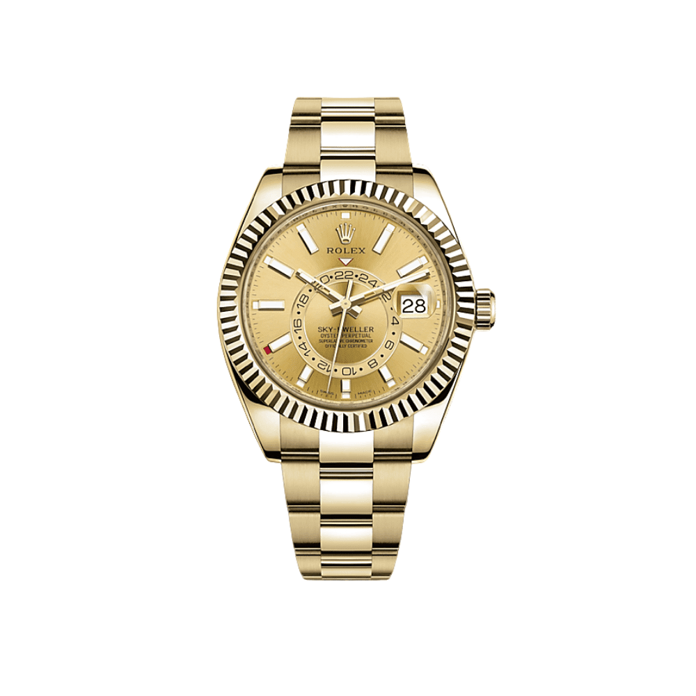 R01ex Sky-Dweller 326938 Yellow Gold Champagne Dial