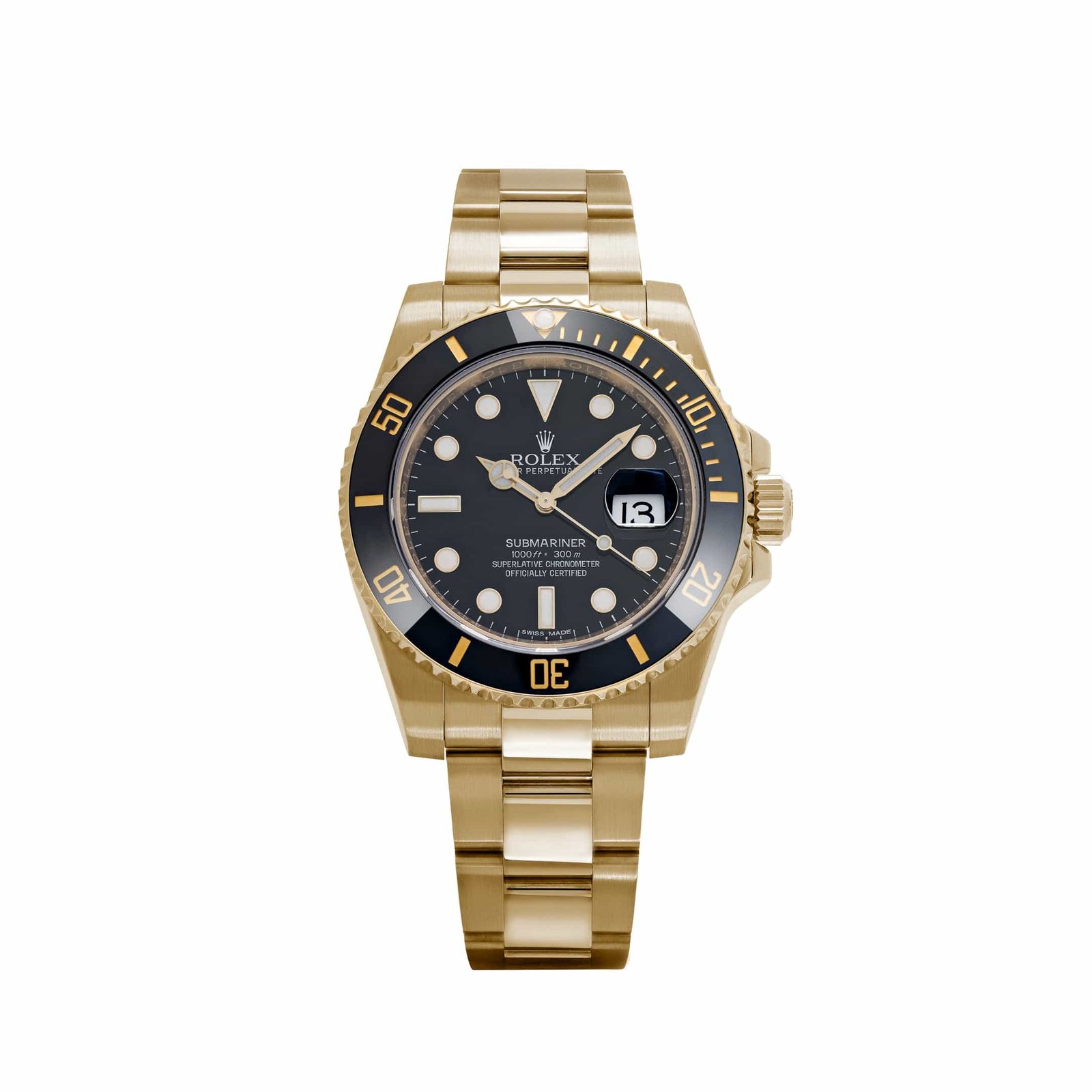 R01ex Submariner Date 116618LN Yellow Gold Black Dial (2015)