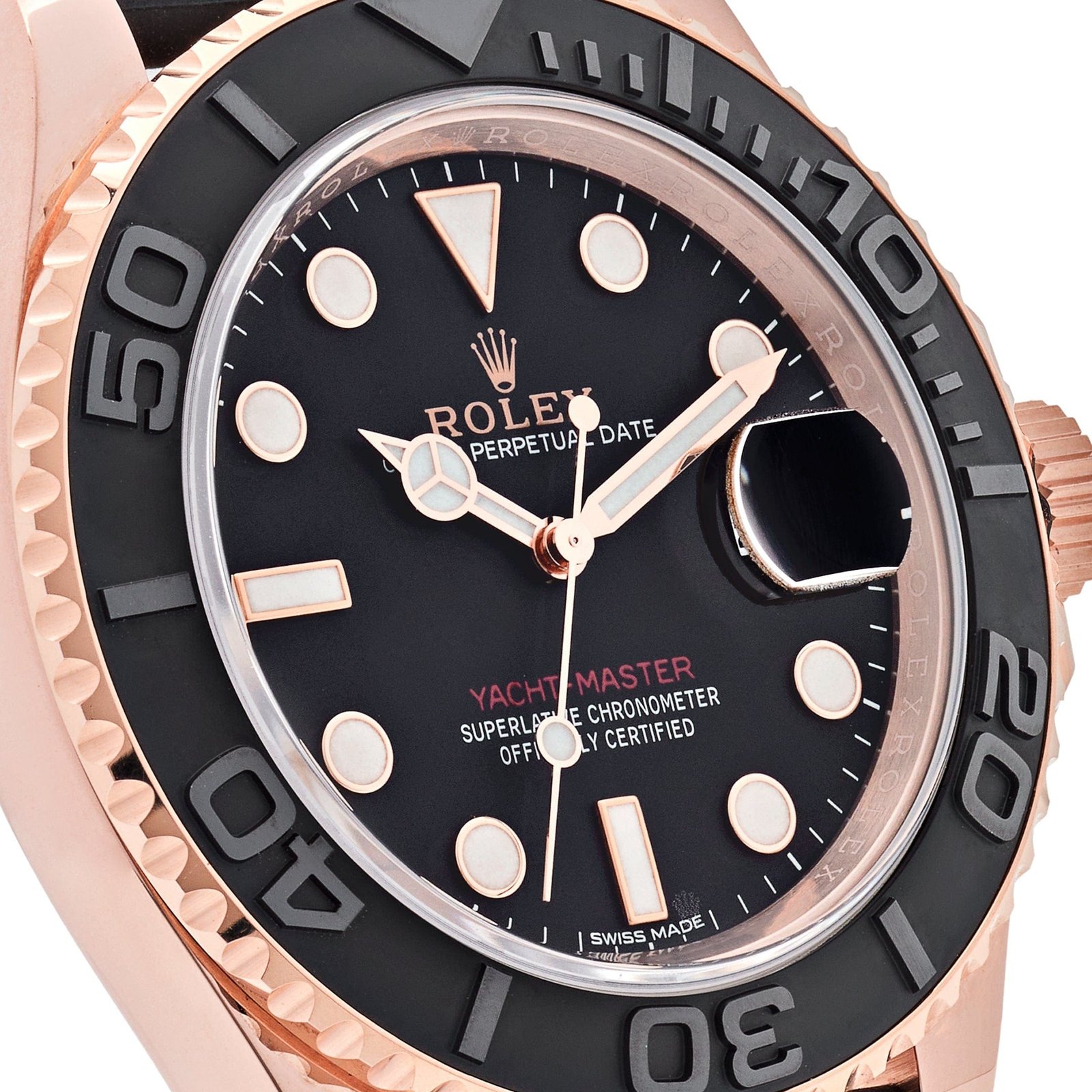 R01ex Yacht-Master 40 116655 Rose Gold Black Dial