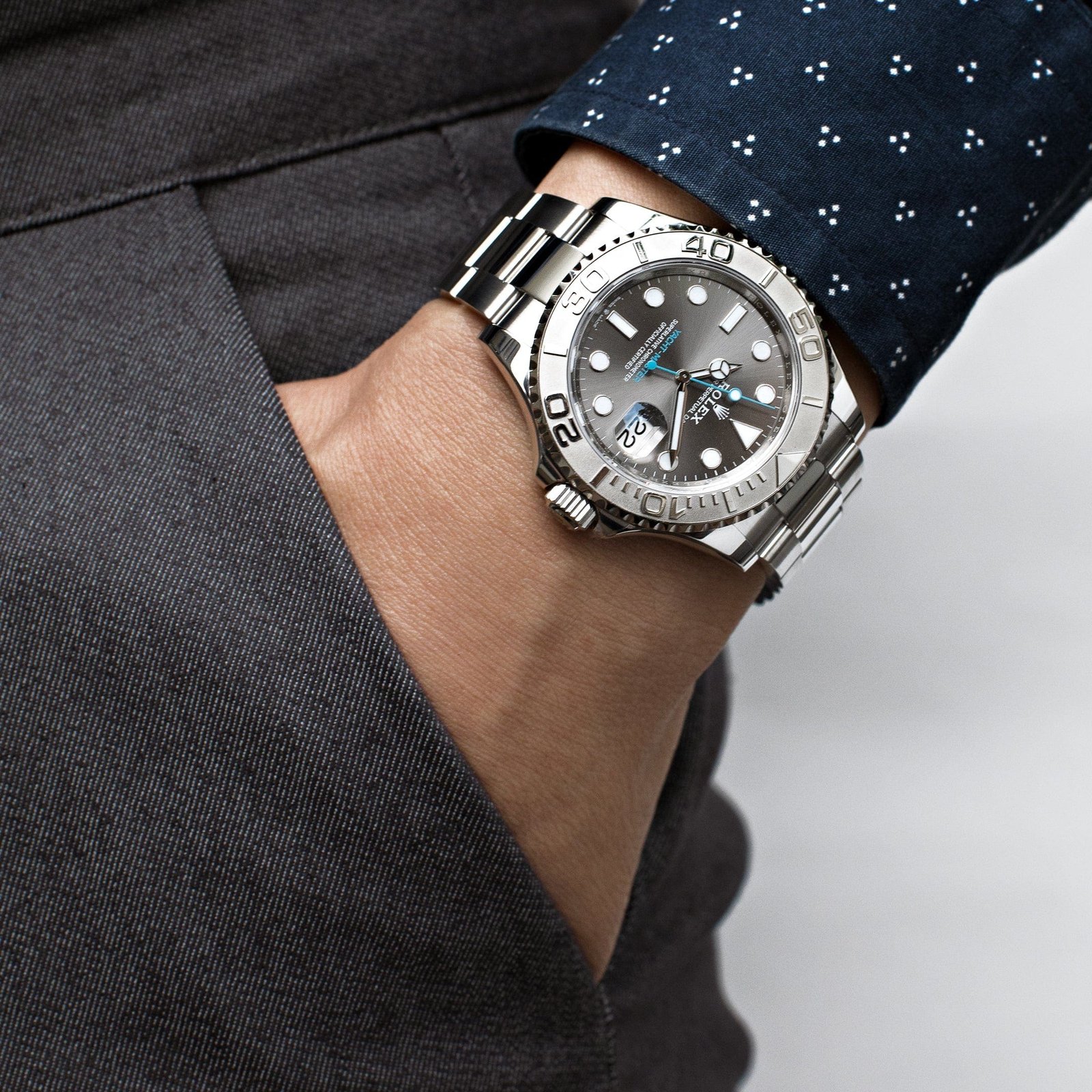 R01ex Yacht-Master 40 126622 Stainless Steel Rhodium Dial