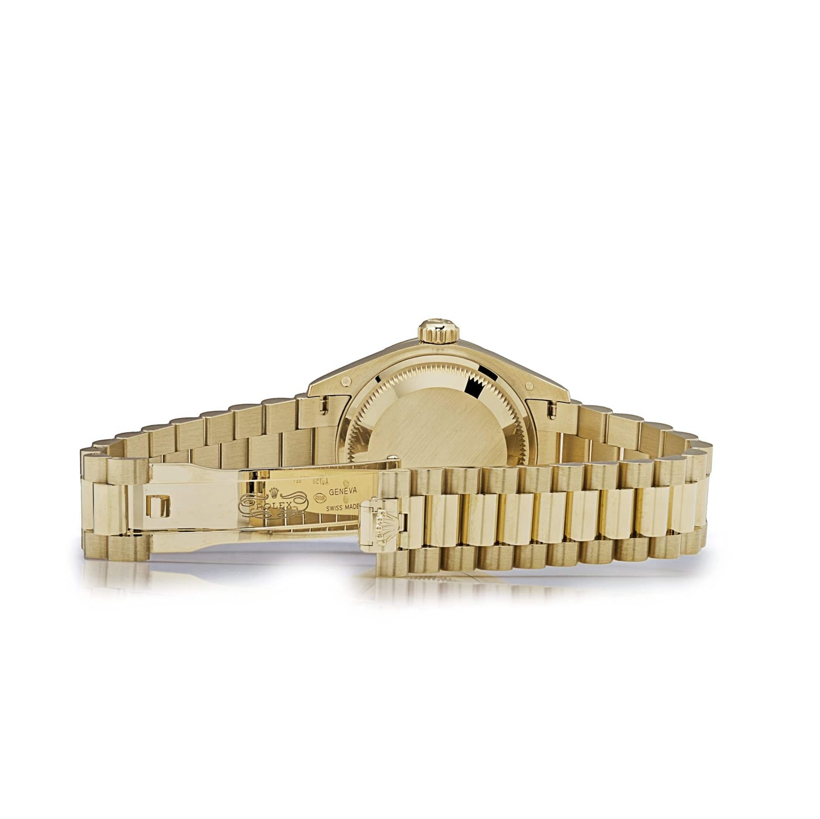 R01ex Datejust 28 279138RBR ‘Ladies’ Yellow Gold Champagne D1am0nd Dial President