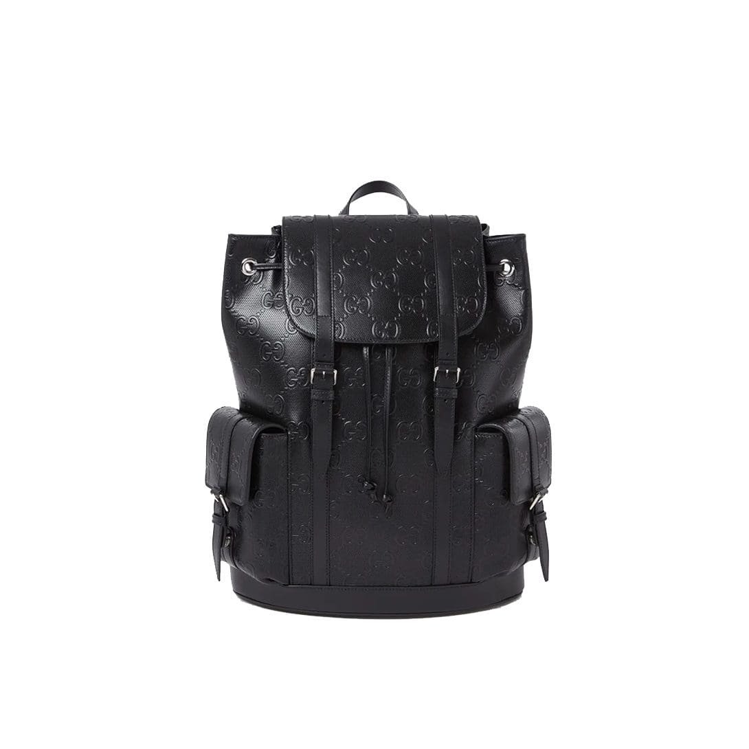 Gvc*1 GG Leather Logo Embossed Backpack