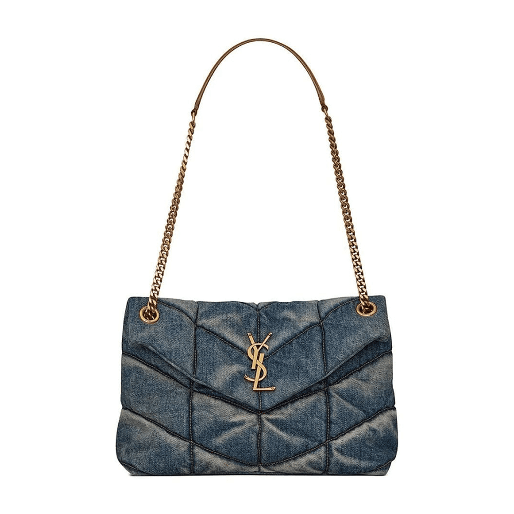 Sa1nt Lau*nt Denim LouLou Puffer Bag
