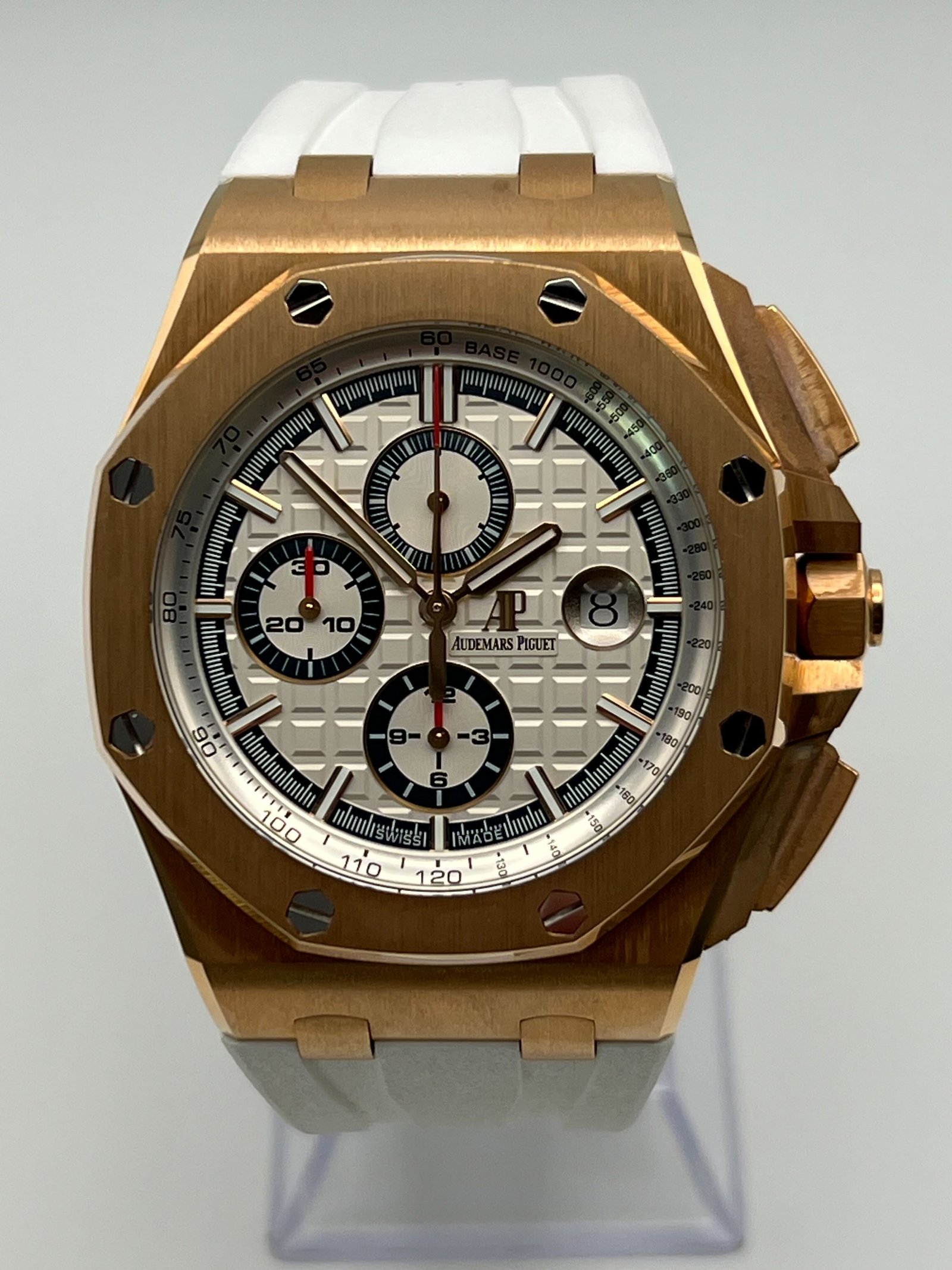 Audemars P1g*et Royal Oak Offshore 26408OR.OO.A010CA.01.99 Chronograph Rose Gold White Dial